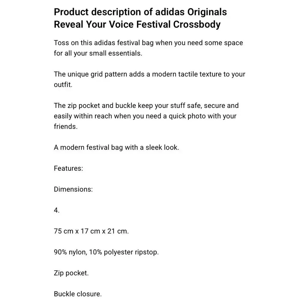 adidas Originals Reveal Your Voice Festival Crossbody Black Unisex